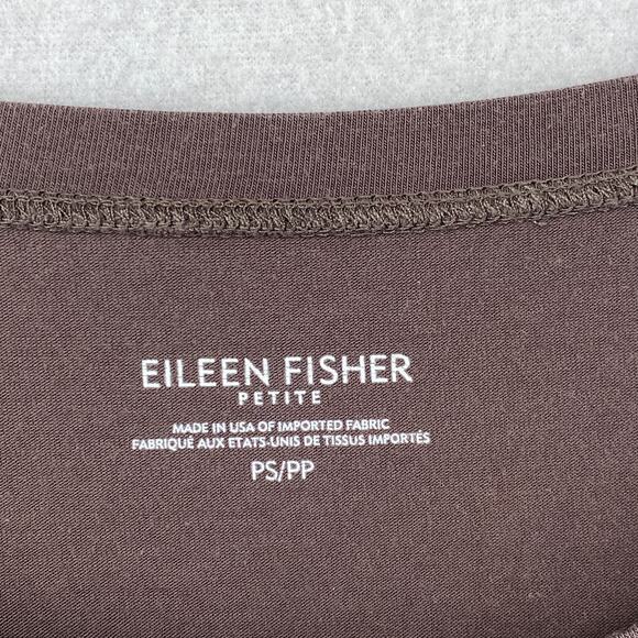 EILEEN FISHER Dress PS Stretch Organic Cotton Jersey T-Shirt Cap Sleeve Brown - Picture 5 of 9